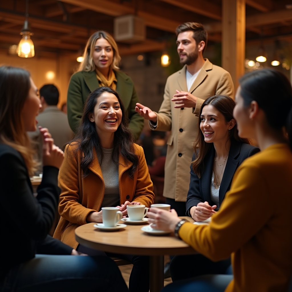 Grupo de profesionales conversando de manera distendida en un espacio informal